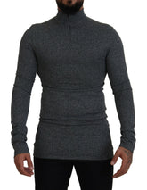 Dolce & Gabbana Dark Gray Nylon Turtleneck Pullover Sweater -   -  Dolce & Gabbana.